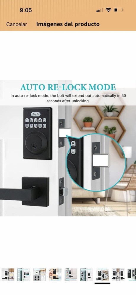 Combination Keypad Smart Door Lock Auto Re-Lock 20 User Codes Keyless Black
