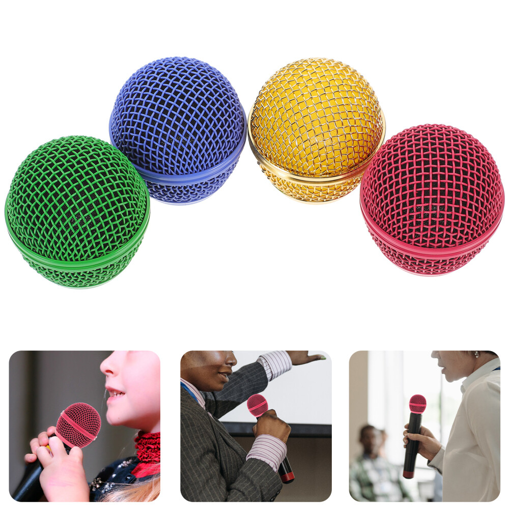 4 Pcs Microphone Mesh Grill Head Replace Microphones Grille Colored Accessories