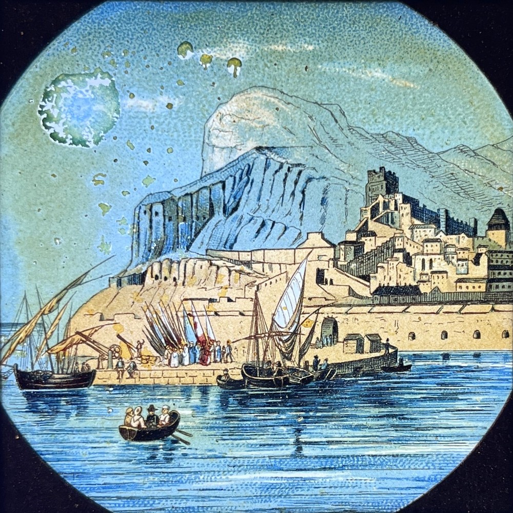 Gibraltar Victorian Hand Painted Magic Lantern Slide (I1)
