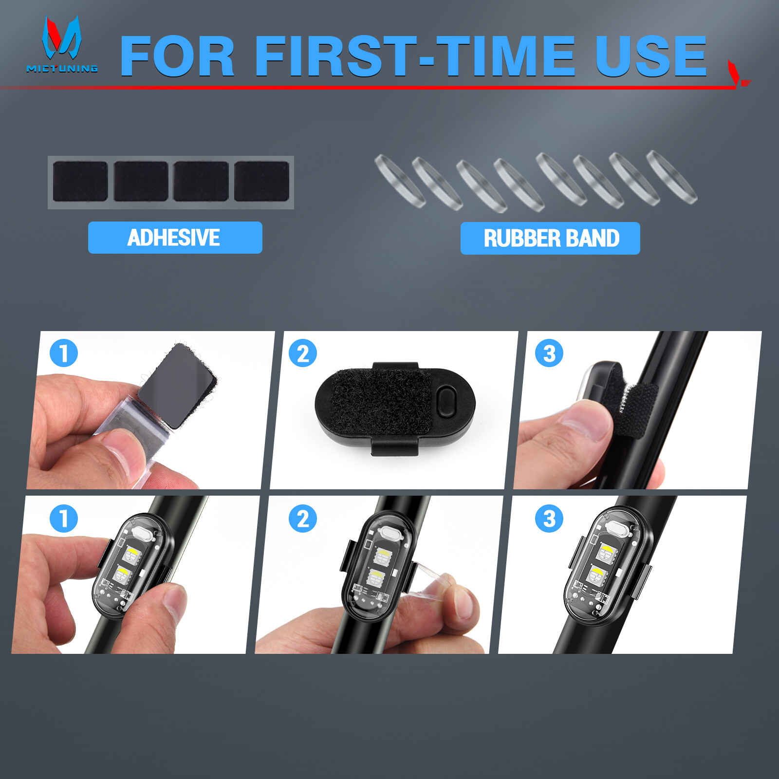 12PCS Wireless LED Strobe Lights 8 Colors USB Rechargeable Anti-Collision Lamps