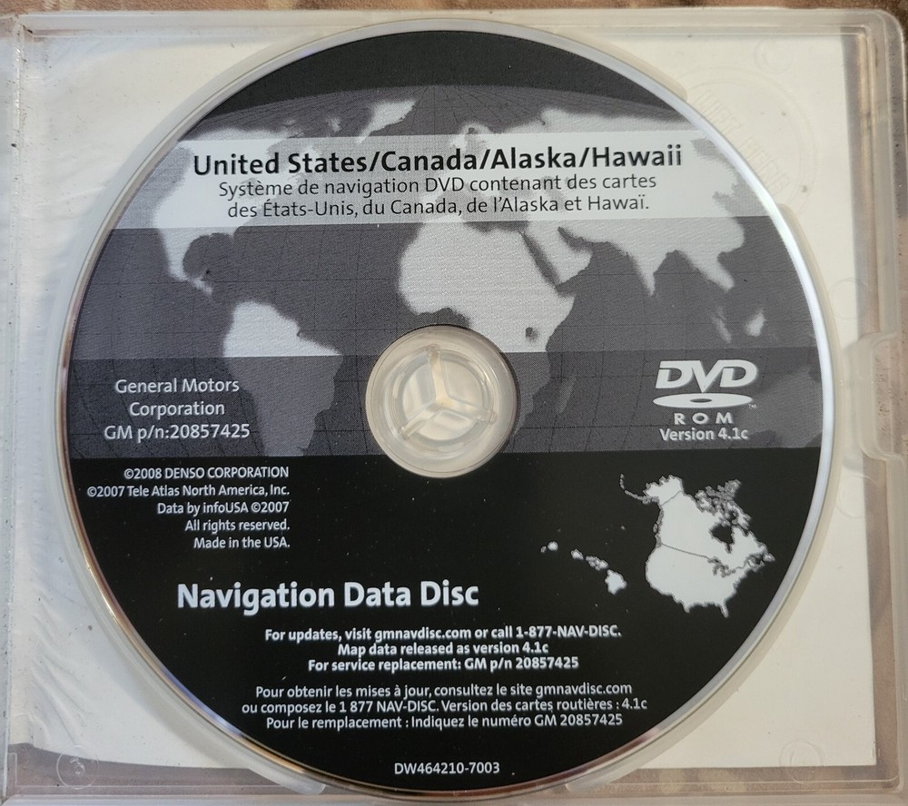 GM Navigation System Map Disc DVD 20857425
