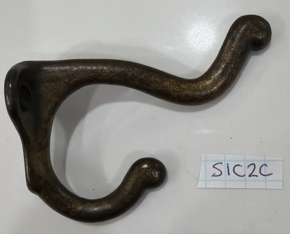 Single Cast Iron Double Hooks Round Tips Coat Hat Salvage Hardware 3”