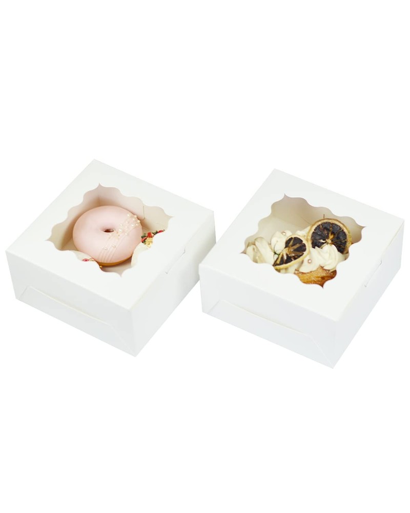 Bakery Boxes with Window 6x6x3 Inch Macaroon Pastry Cookie Boxes 60 PCS