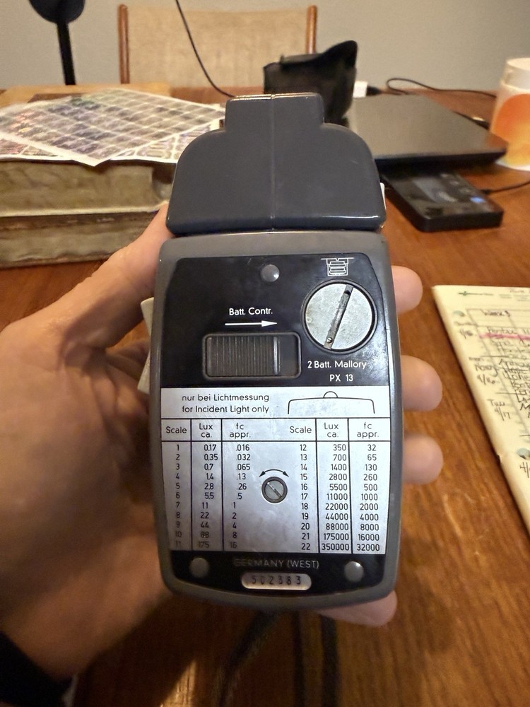 Gossen Luna-pro Incident Light Meter, Cases + variable angle attachment