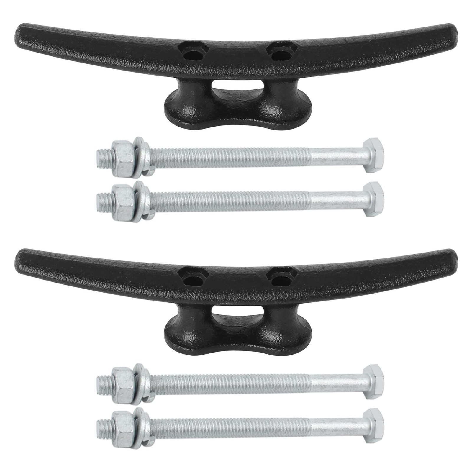 Boat Cleats 8 inch 2 PackElectrophoretic Coated Black Boat Dock Cleats Rope C...