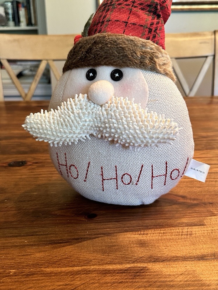 Whimsical Weighted Santa Doll Ho Ho Ho 12” Moveable Hat Polyester