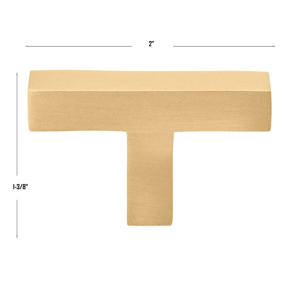 GlideRite 2-Inch Solid Square Cabinet T-Knob - 21683-T-SG-1