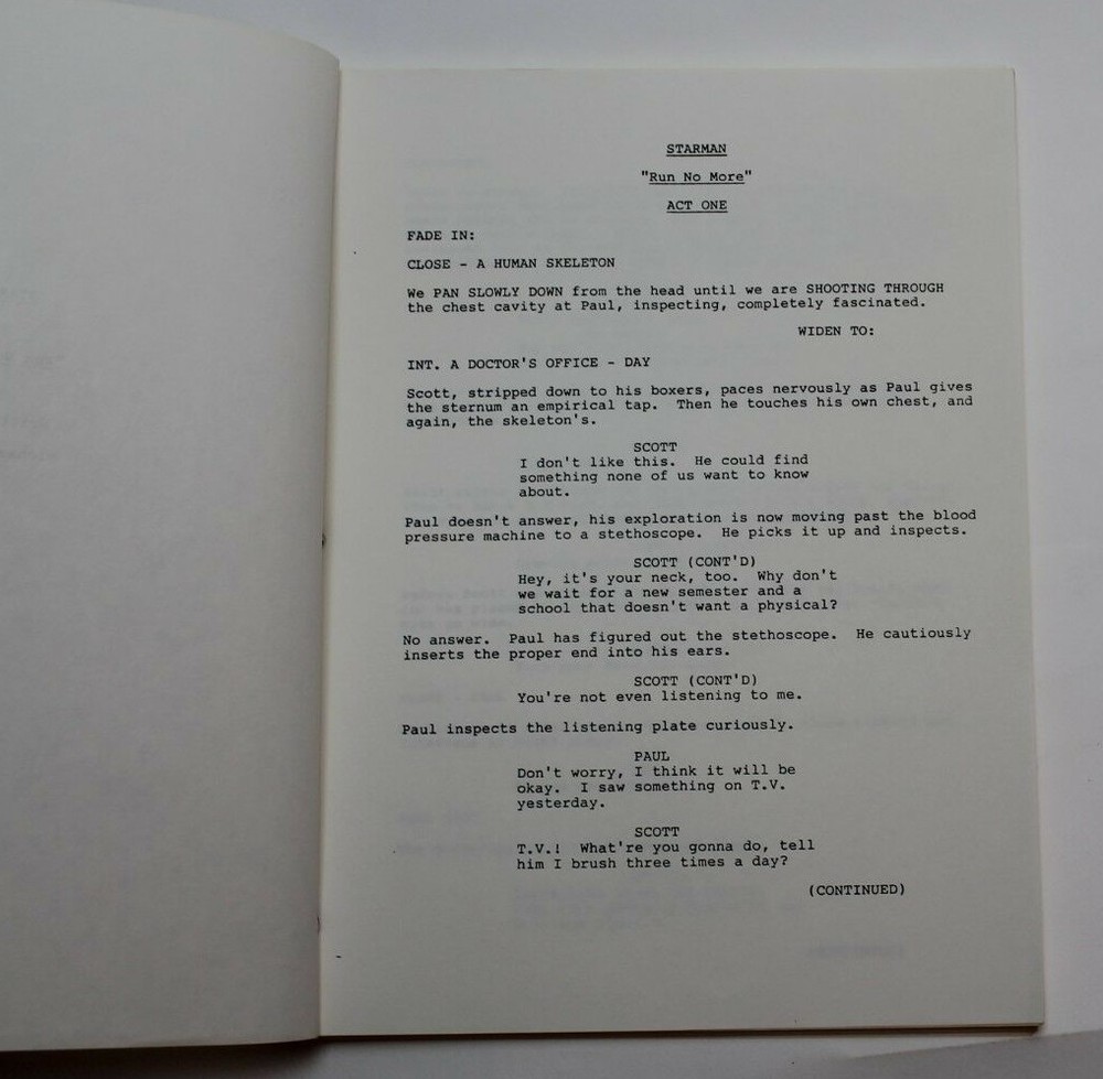 STARMAN / Michael Marks, 1986 alien Sci Fi TV Script "One for the Road"
