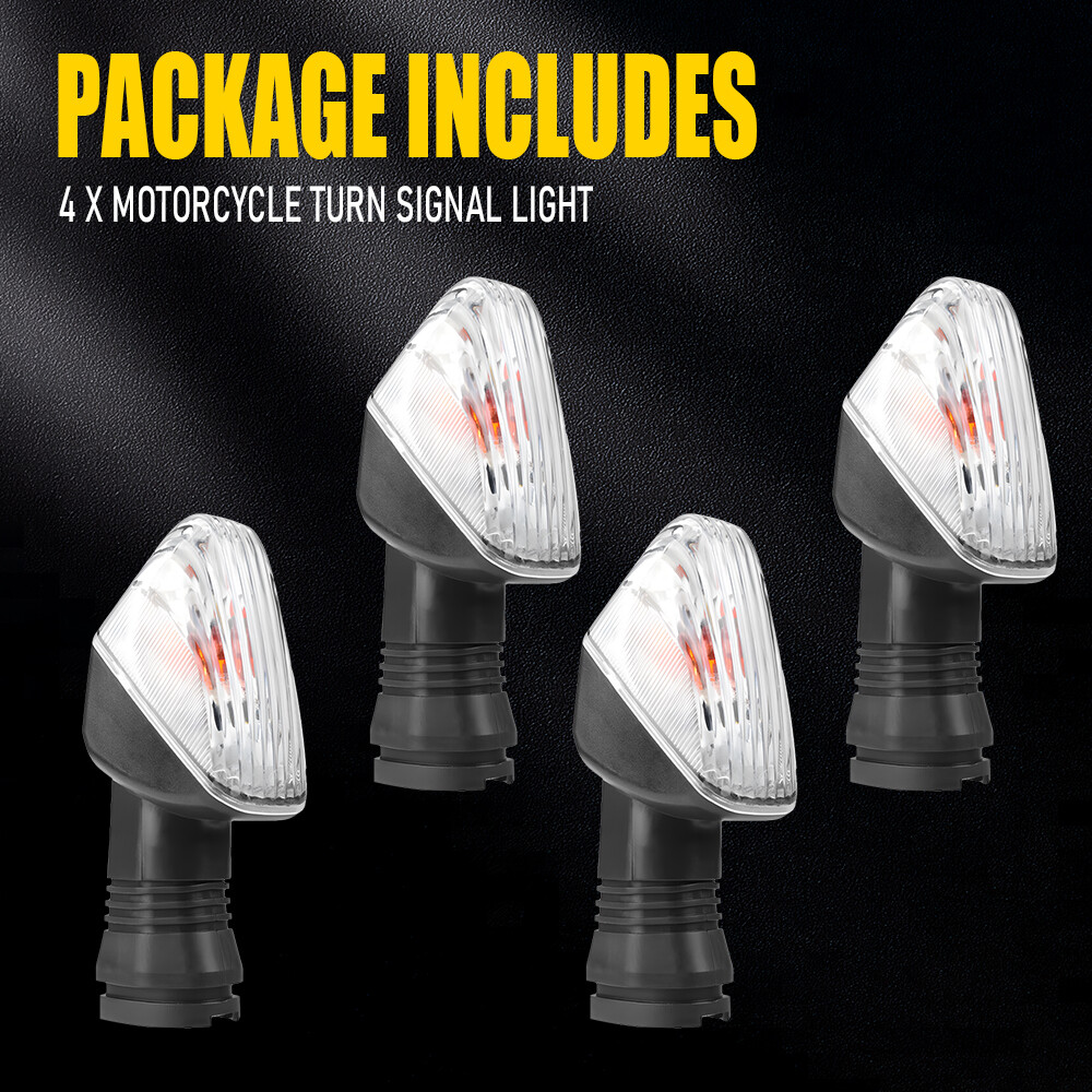 4x Front+Rear Clear Turn Signal Indicator Lamp For Kawasaki KLR 650 KLR650 08-17