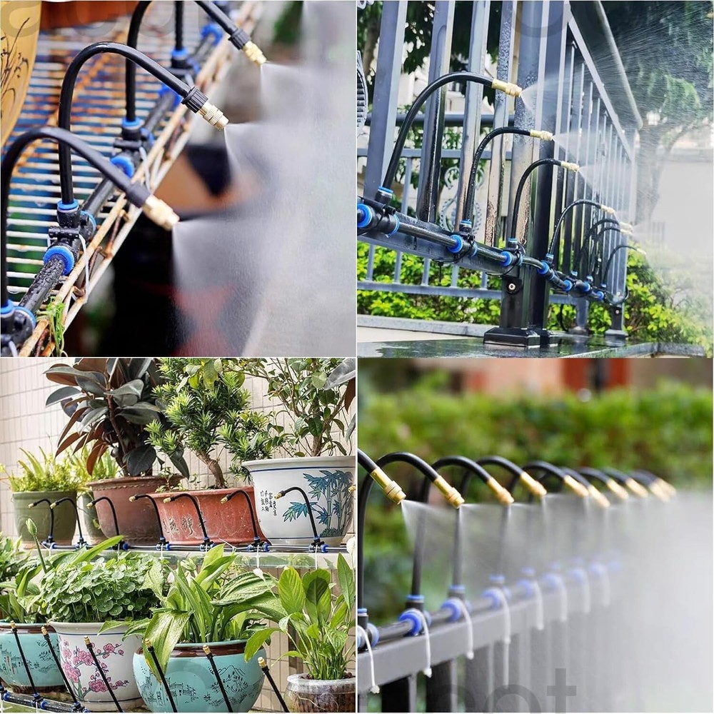 Automatic Greenhouse Drip Irrigation Kit with 20 Brass 360° Adjustable Nozz