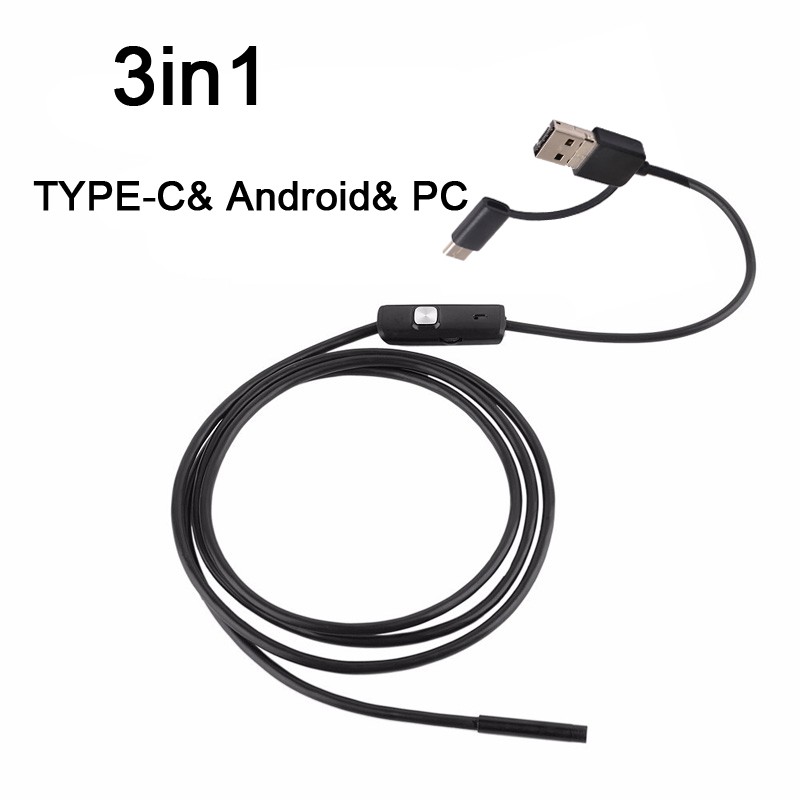 USB Type C Endoscope Borescope Snake Inspection Camera 3 in 1 for Android System