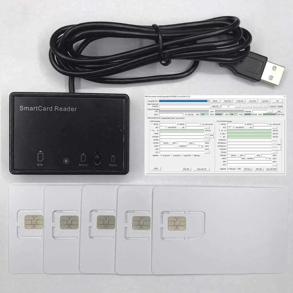 LTE WCDMA ICCID SIM USIM 4G Card Reader Writer Programmer + 5Pcs Blank Programab