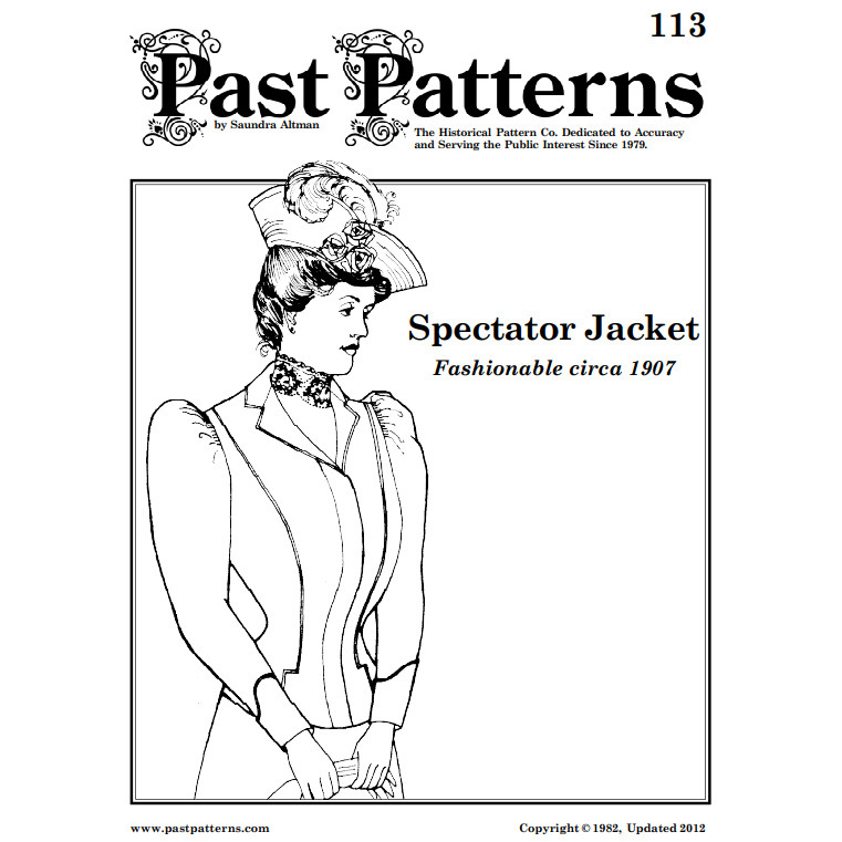 Past Patterns 0113 sz 16 - Edwardian Spectator Jacket Sewing Pattern bust 38"