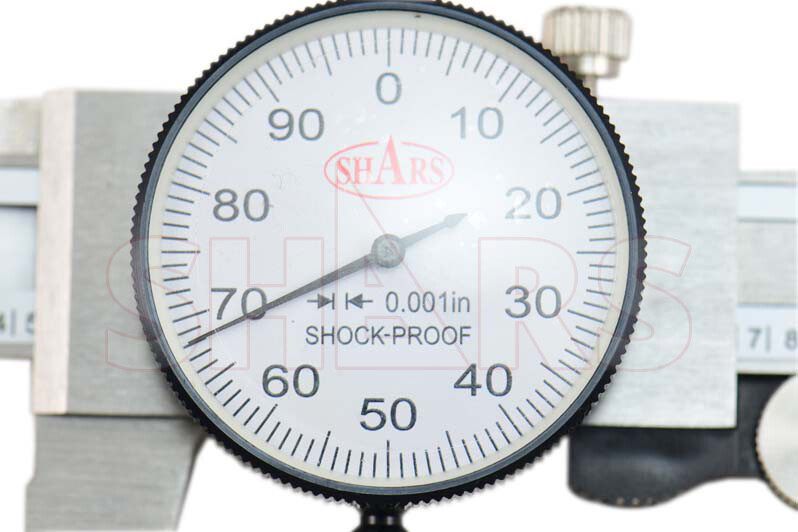SHARS 6" DIAL CALIPER SHOCK PROOF .001" STAINLESS 4 WAY + Inspection Report ^}
