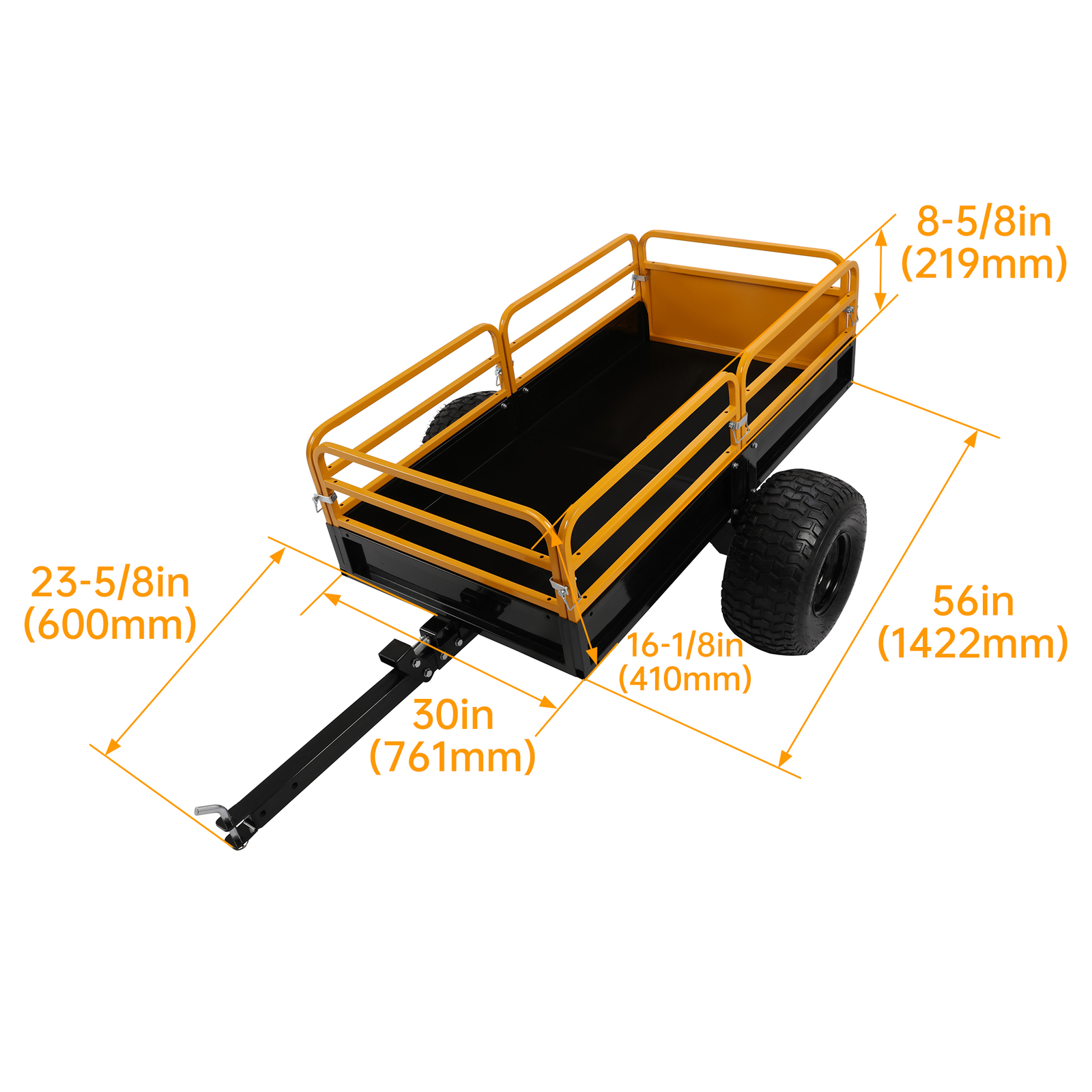 For ATV / UTV Heavy Duty Utility Cart Cargo Trailer Tow Behind Dump Cart 1600lbs