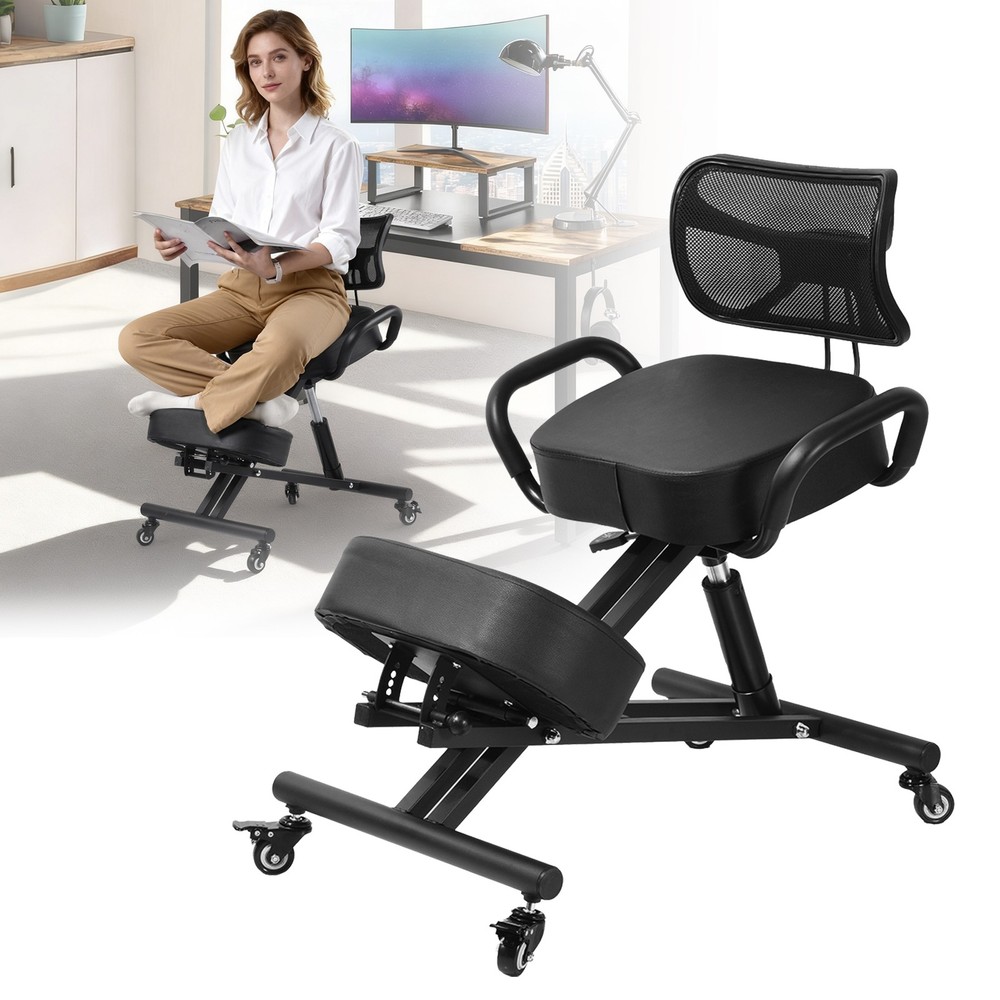 Ergonomic Kneeling Chair with Back Support, Black