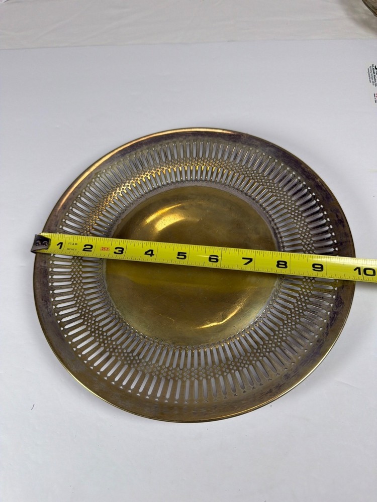 Vintage EPNS Silver Plated 10" Pierced Serving Bread Charger Plate Lion Hallmark