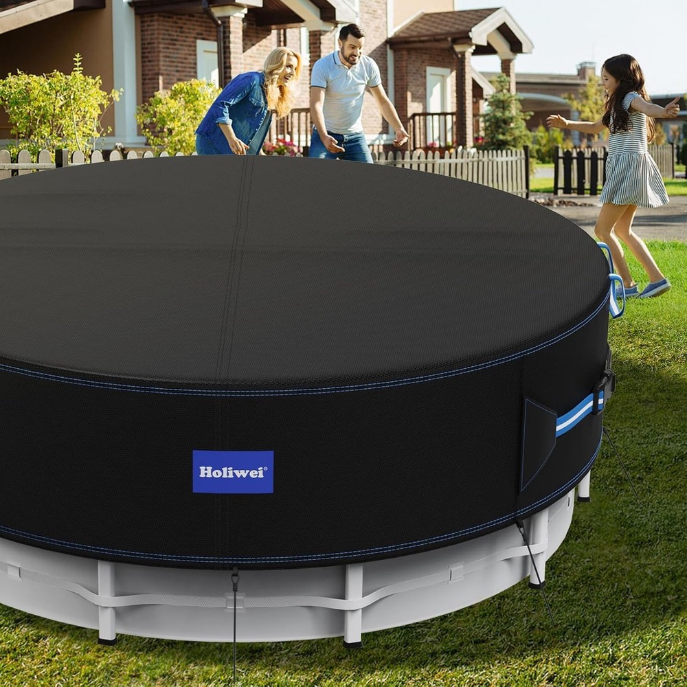 12 Ft Round Pool Cover UV Resistant Waterproof with Drawstring & Nails