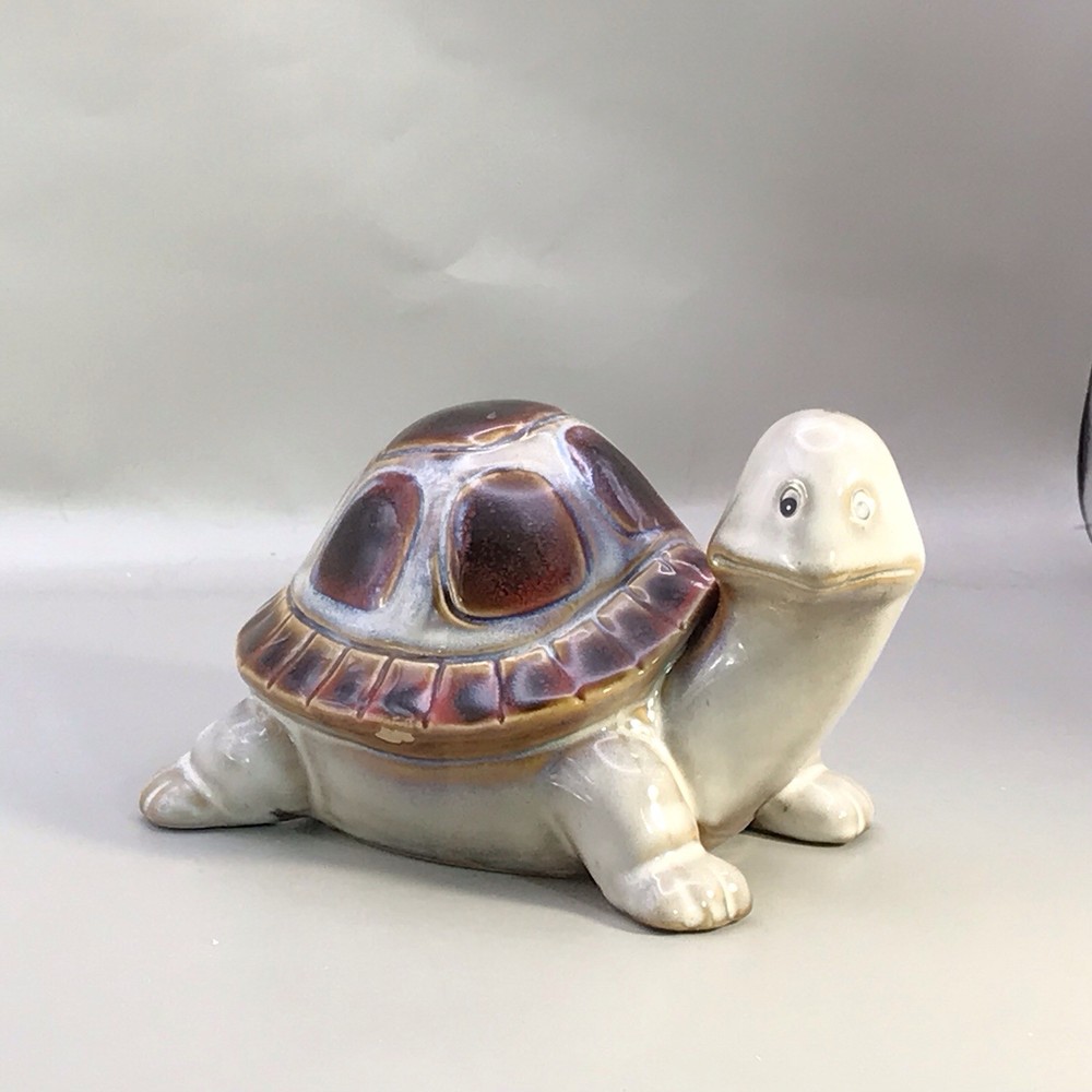 Ceramic Turtle Figurine Green With Beautiful Shell 5” X 4”