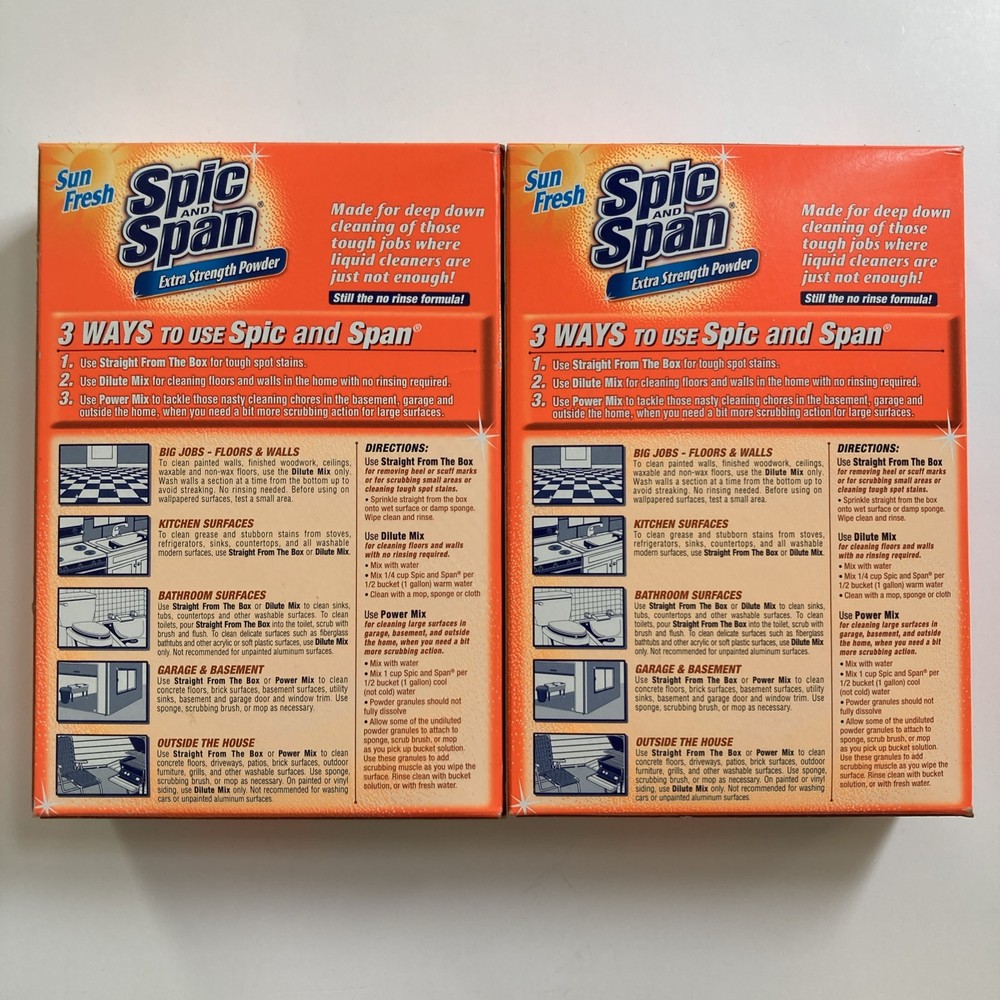 2 Pack - Spic and Span Extra Strength Powder Sun Fresh, 27 oz each