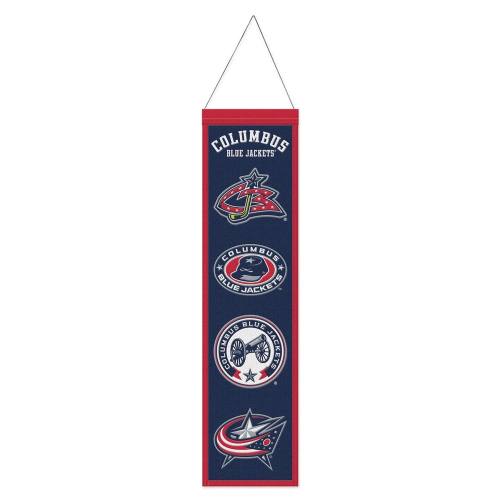 Columbus Blue Jackets Banner Wool 8x32 Heritage Evolution Design - Special Order