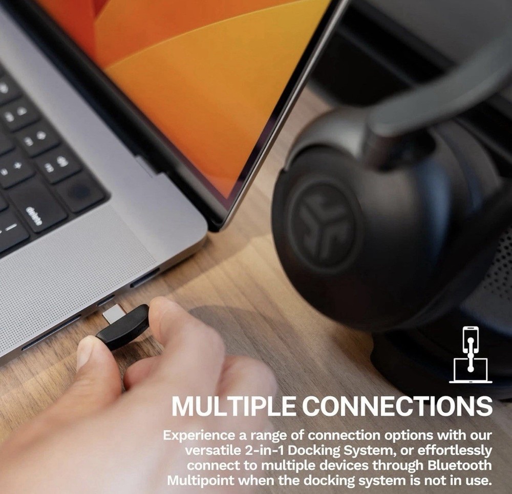 JLab Epic Work Wireless Headset with Microphone, Smart Active Noise Cancellation