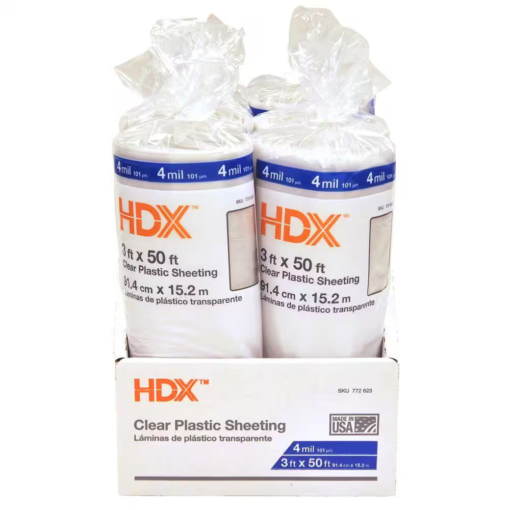 3 Ft. X 50 Ft. Clear 4 Mil Plastic Sheeting