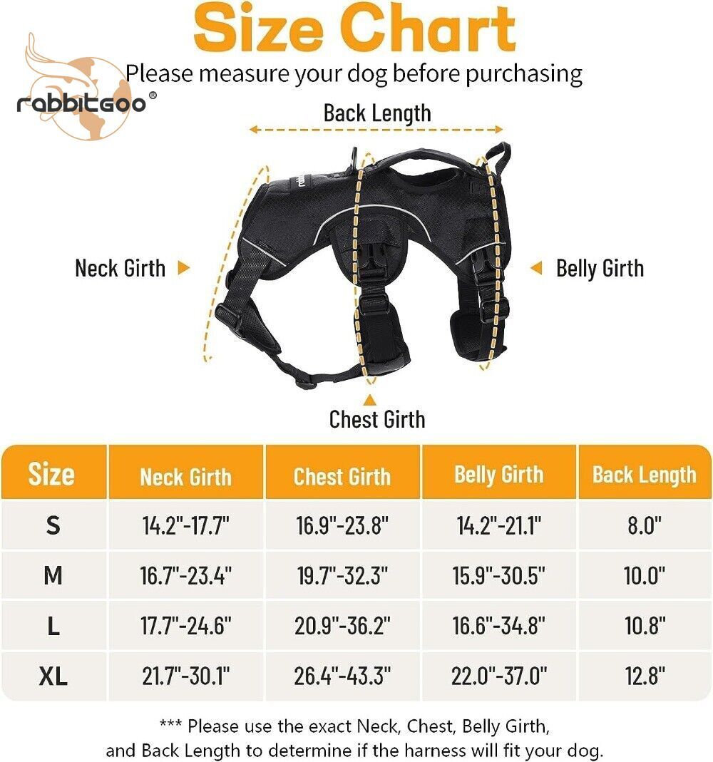 rabbitgoo Escape Proof Dog Harness with Lift Handle Reflective Adjustable Vest