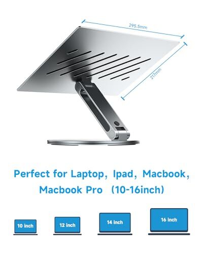 Portable Foldable Laptop Stand, Adjustable Height Ergonomic B4-Base, Grey