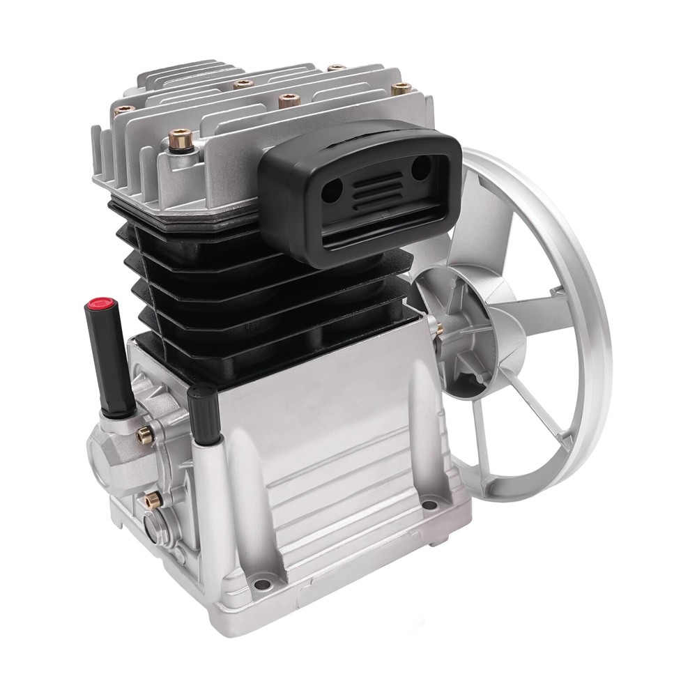 2 Cylinders Piston Air Compressor Pump Head 3HP Air Compressor Pump Head Silver