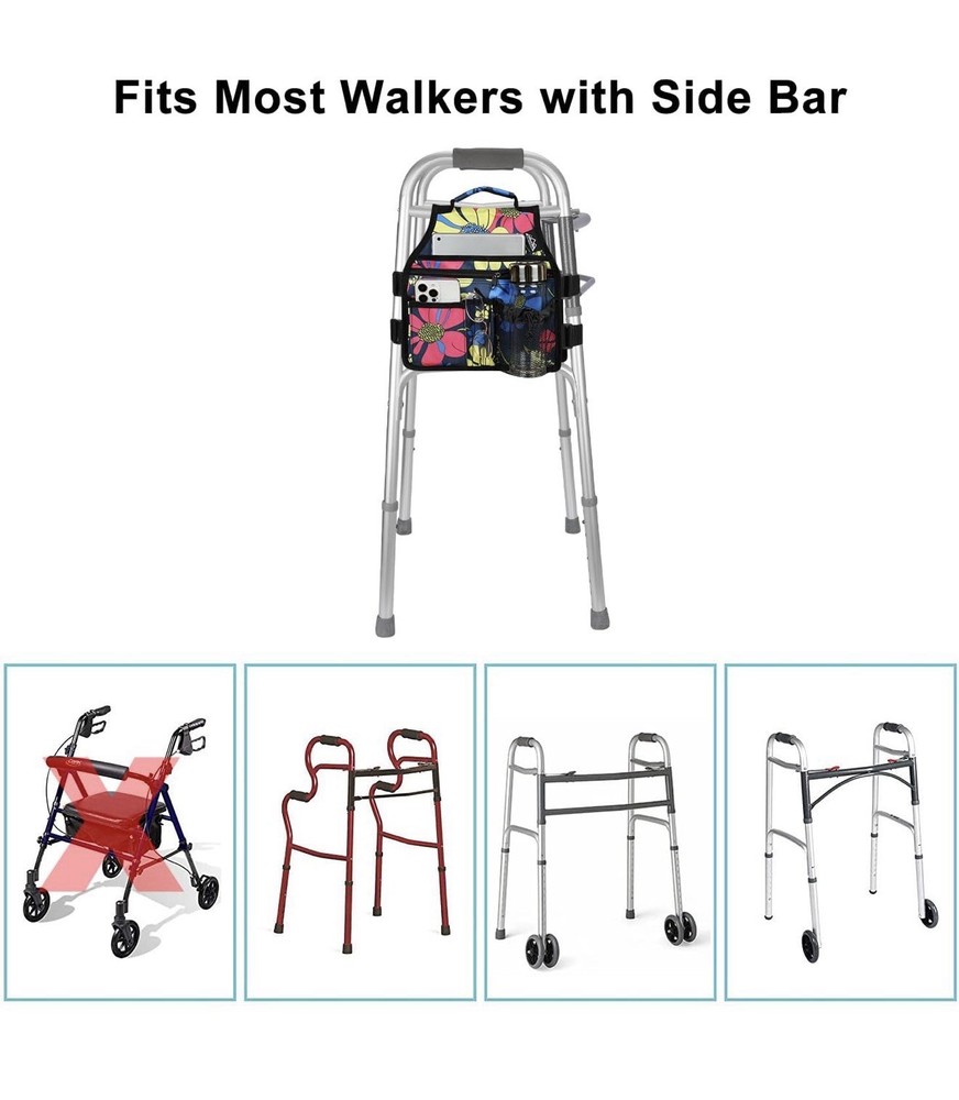 Supregear Side Walker Bag w/Cup Holder, Folding, Waterproof Walker Accessory