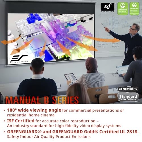 Manual B, 80-INCH Manual Pull Down 80 INCH Projector Screen White Case 16:9