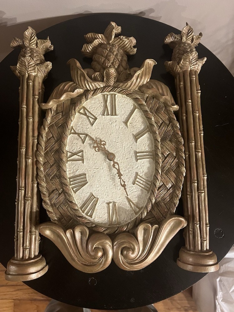 ANTIQUE  Plaster Pineapple Vintage  WALL CLOCK -