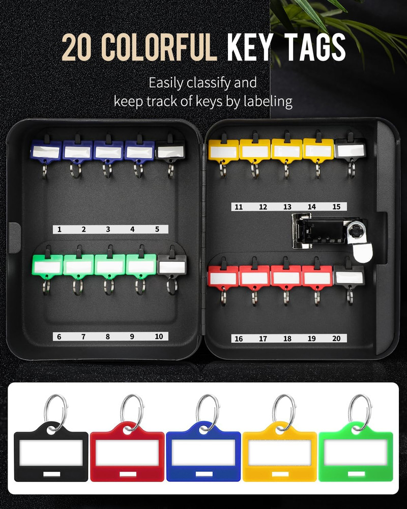 20 Position Key Cabinet with Combination Lock Resettable Black Digital Security