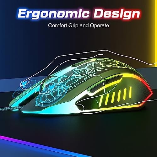 VersionTECH. Wired Gaming Mouse, Computer Mouse Ergonomic Mice with 7 LED Lights