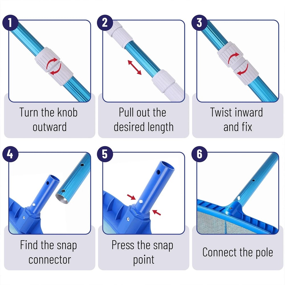 12 Ft Telescopic Pool Cleaning Pole Adjustable 3 Piece Expandable