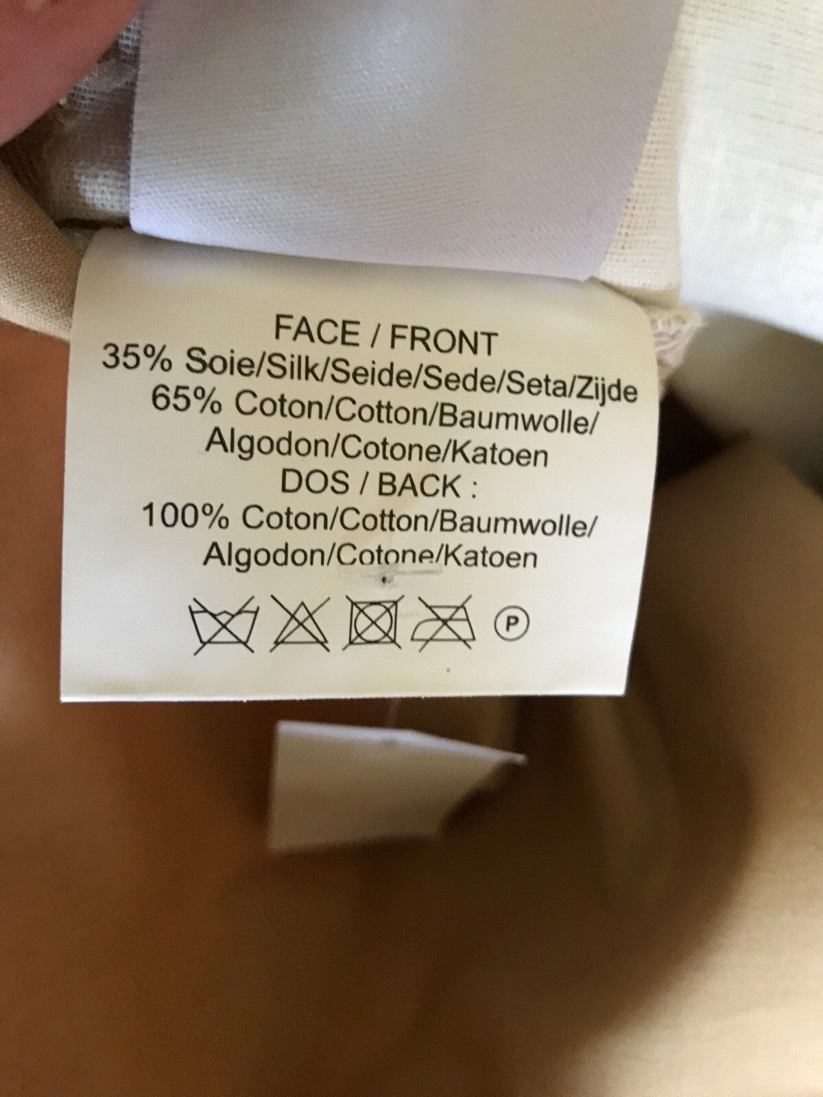 NWT Yves Delorme Accent Throw Cushion Pillow Cover Tan Floral Swirls Embroidery