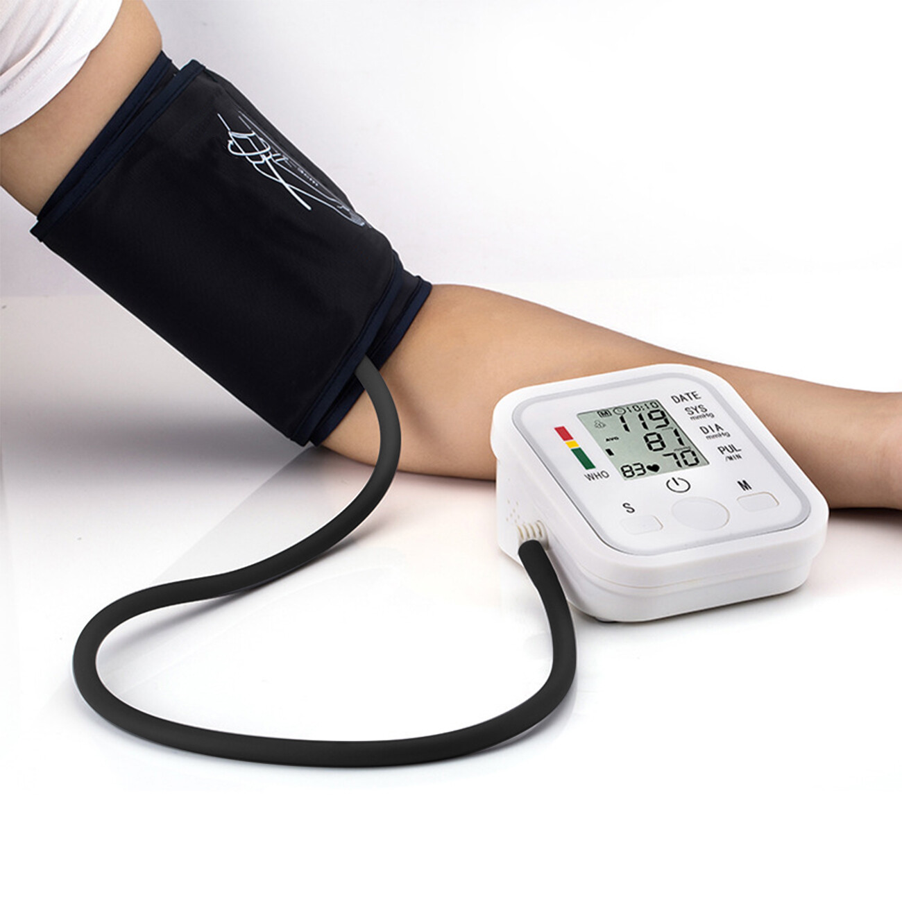 Automatic Upper Arm Blood Pressure Monitor Pulse Meter BP Machine Voice Talking