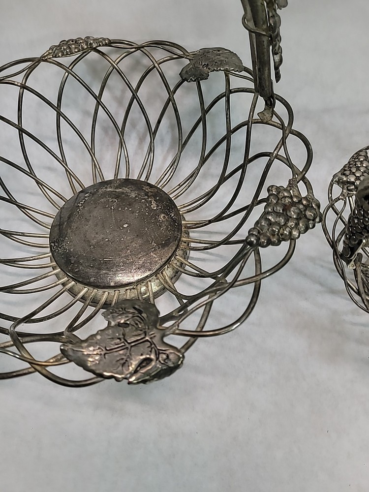 Vintage Grapevine Godinger Silver Art Co Vine Metal Baskets Swinging Handle