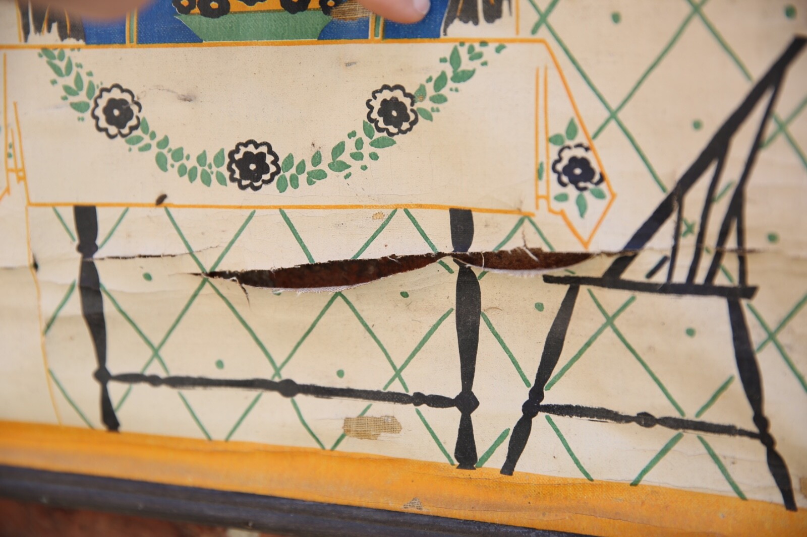 Vintage Columbus Oil Cloth Company window Advertising sign store display