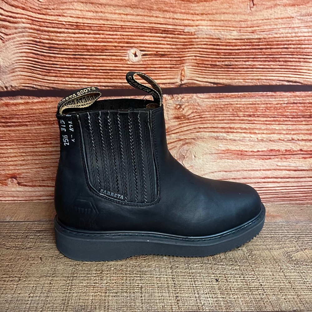 Mens Work Boots light Pull On Leather Brown/Black oil slip resistant Ankle Boot