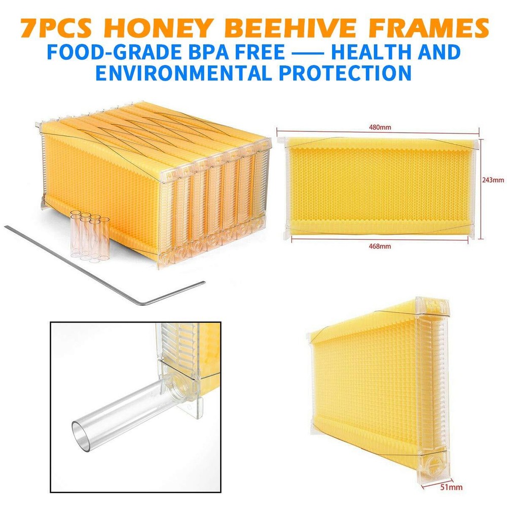 7x Auto Plastic Beekeeping Frames Honey Comb Frames For Beehive House Boxes US