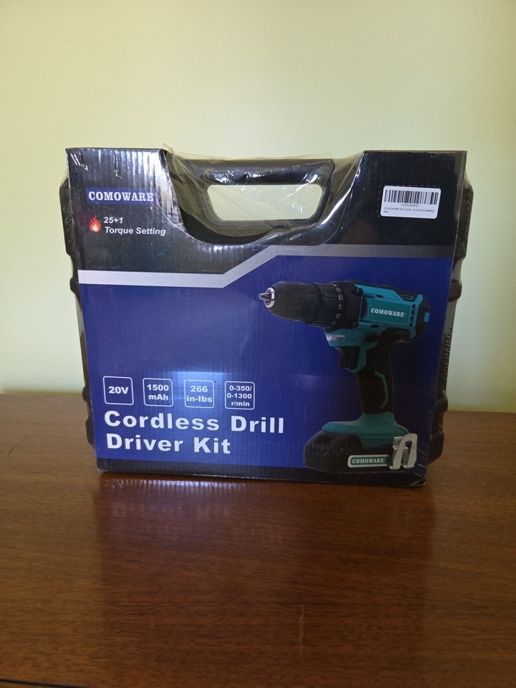 Comoware 20V Cordless Drill  Driver Kit NEW Sealed Tool Battery Case Charger