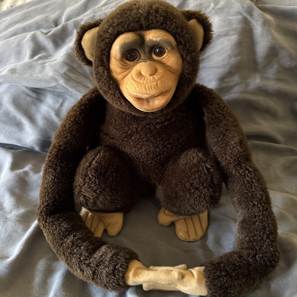 2009 Ruhuf Plush Hugger Monkey Puppet Plush Chimp Realistic 14”