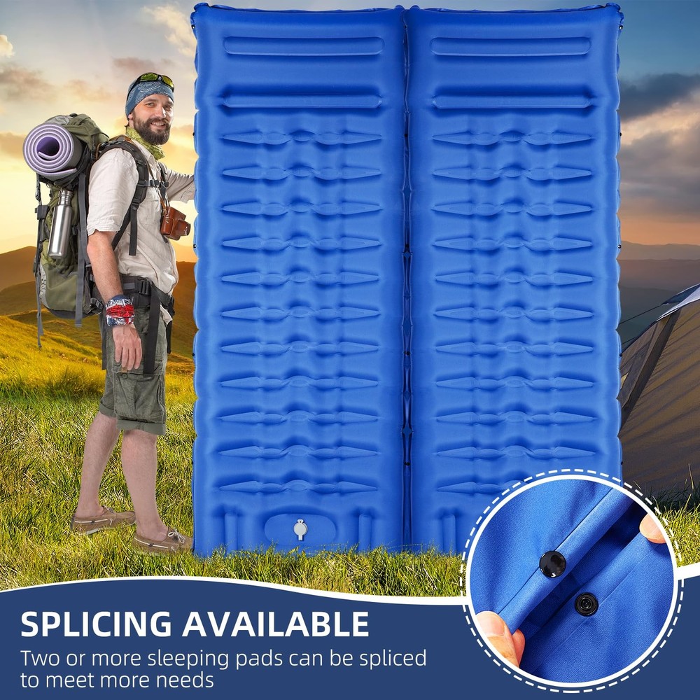 Sleeping Pad, Ultralight Thicken Inflatable Sleeping Pad for Camping, Built-i...