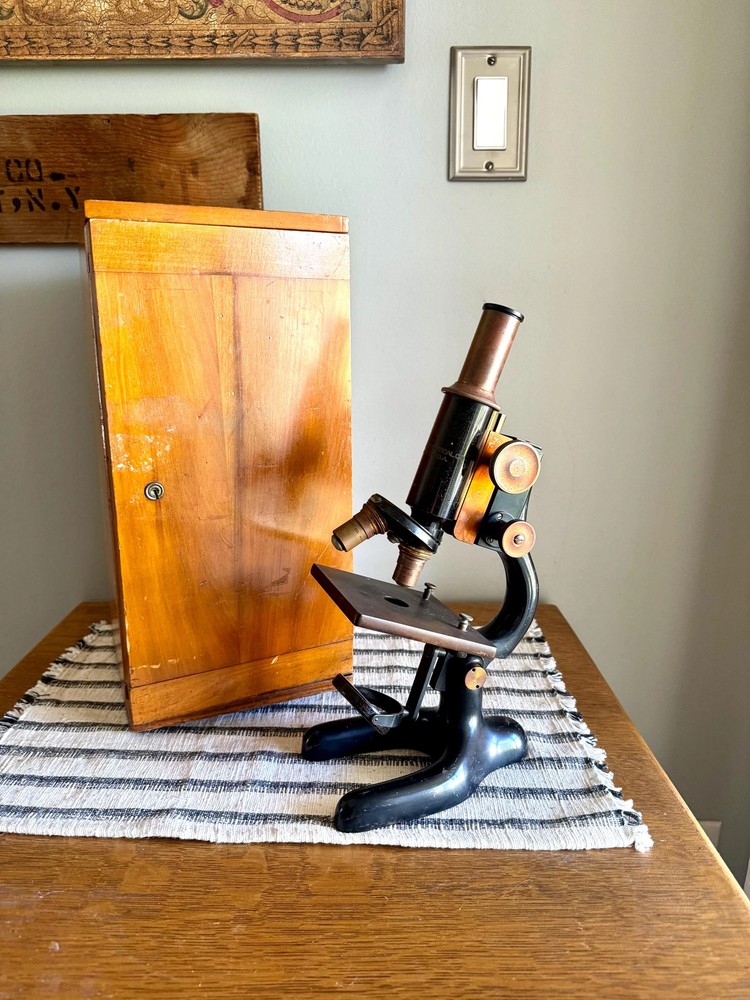 Antique Bausch and Lomb Brass Microscope | Antique B & L Brass Microscope