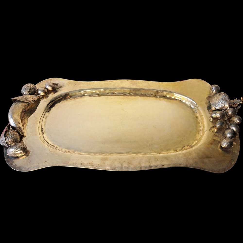 Franco Lapini, Serving Tray exceptional decor Brass, silver