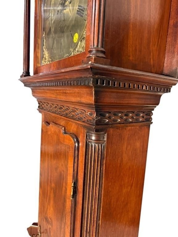 19thc BROUGH WORKINGTON MAHOGANY TALL CASE CLOCK
