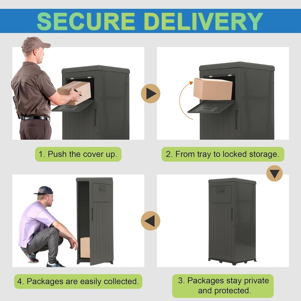 Large Outdoor Package Delivery Box, Waterproof Parcel Drop Box with Lock