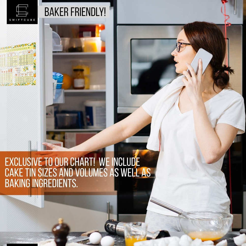 SwiftCube Kitchen Conversion 11 x 8.5 inches, Conversions Oranges & Lemons